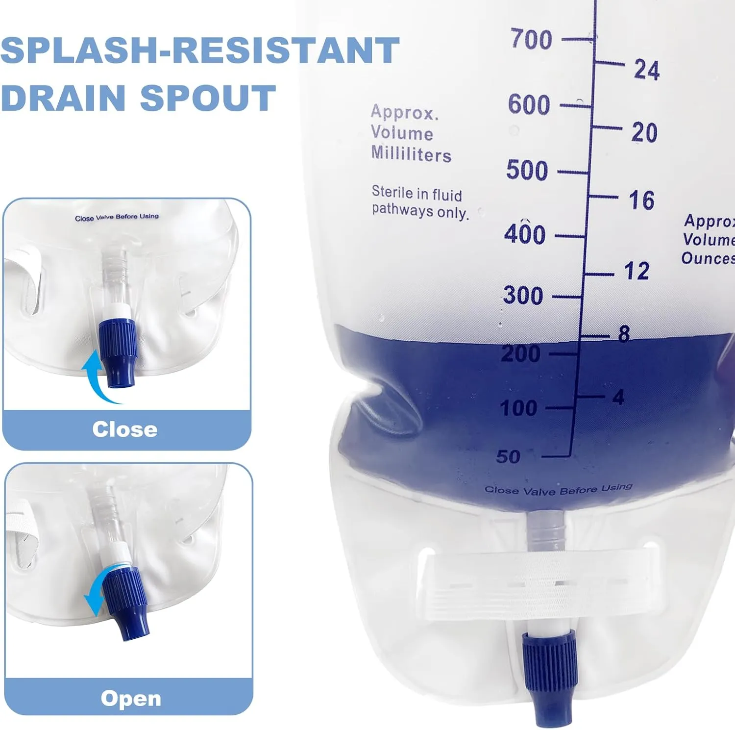 10 Pack Leg Bag Urinary Drainage Bag,1000 ml Catheter Leg Bag with 18" Tubing,Adjustable Cloth Straps,Anti-Reflux Chamber,Splash-Resistant Drain Valve,Latex-Free,Disposal