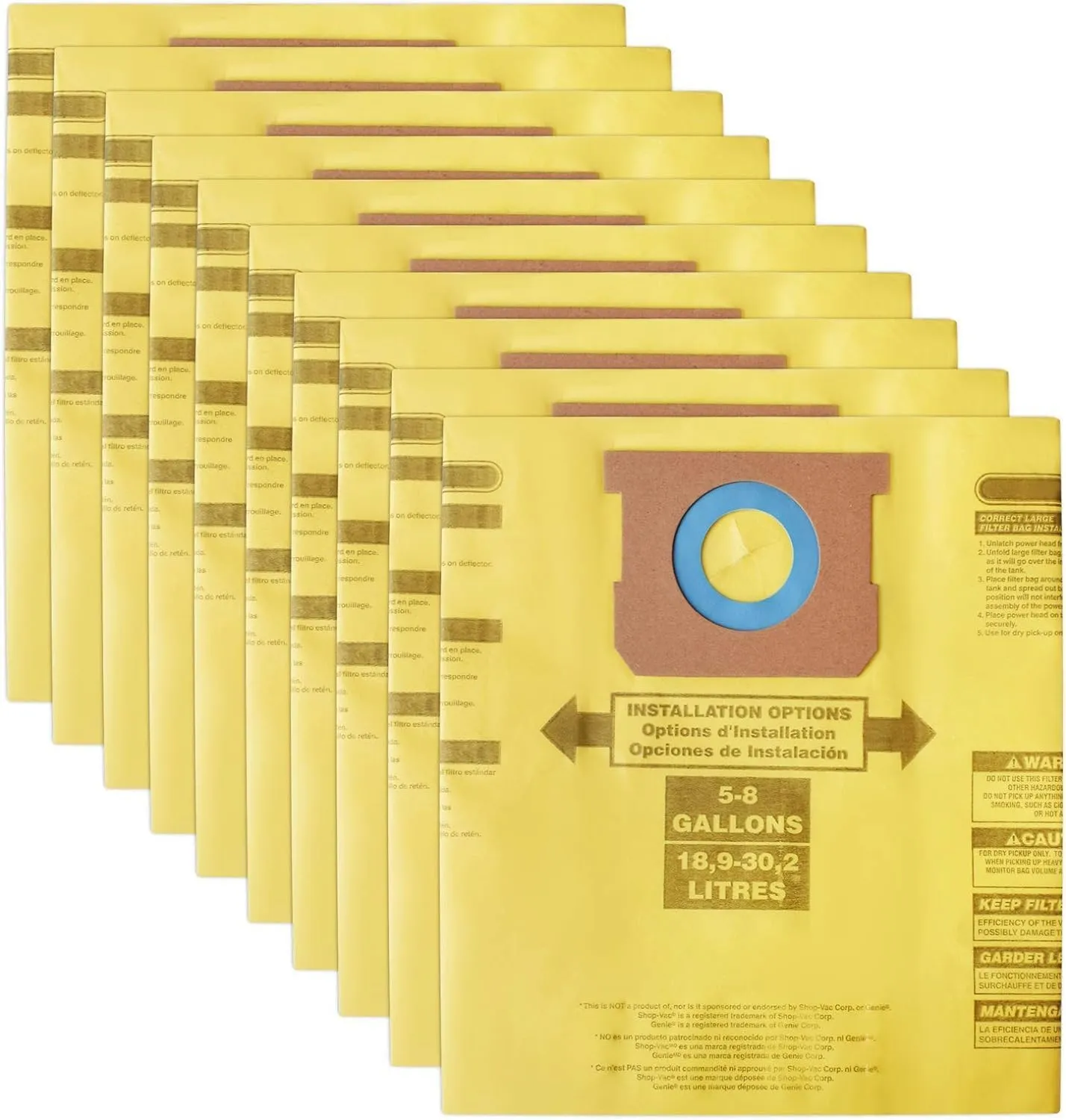 10 Packs High Efficiency Dust Collection Bag Type H 9067133 Disposable Vacuum Bags for 5-8 Gallon Vacuum, Part #90671