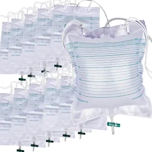 10 PCS Urinary Drainage Bags, Extra Large Volume 3000mL Drain Bags with Anti-Reflux, Collector Urine Bag with Easy Drain Switch, Urinary Bags Universal Fit