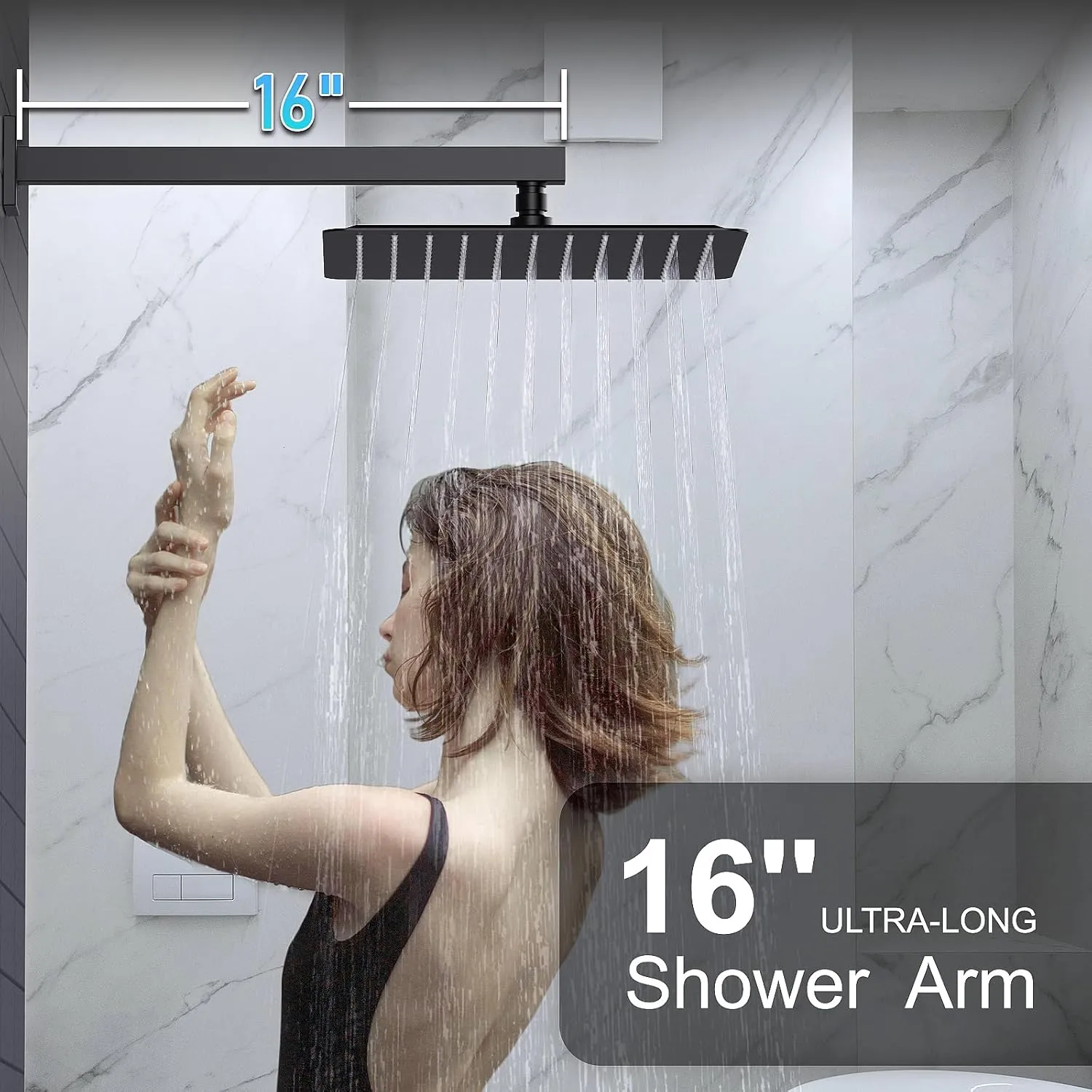 12 Inch Black Shower System with Rain Shower Head, Handheld Shower, Bathroom Luxury Mixer Combo Set, Wall Mounted Faucet Rough-in Valve and Trim Kit
