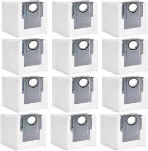 12 Pack Dust Bags Compatible with Xiaomi Roborock S8  / S8 Pro Ultra S7 MaxV/Max S7 Pro Ultra Q5 Q5  Q7 Q7  Q7 MAX  Clean Base Automatic Dirt Disposal Bags, 3L Large Capacity Disposable Vacuum Bags