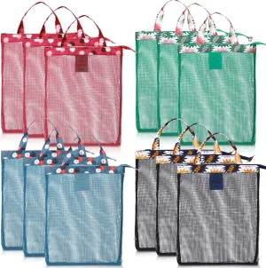 12 Pcs Mesh Beach Tote Bags with Zipper Seashell Bags for Holding Toys Waterproof Sandproof Swimming Pool Essentials for Outdoor Beach Activities