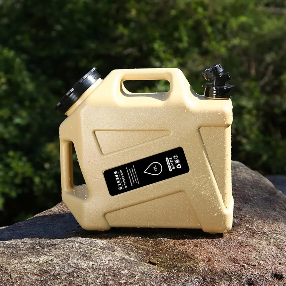 12L Water Storage Container with Carrier Strap, Extra Large Capacity Water Reservoir with Faucet, Suitable for Outdoor Hiking Camping Water Extraction and Picnic Water Green, Healthy and Non-toxic