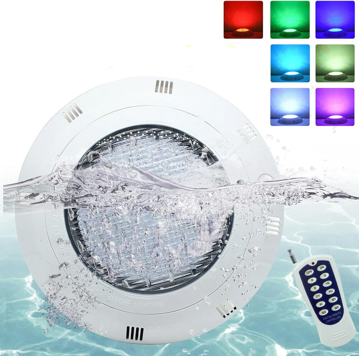 12V 36W Pool Light Underwater Color-Change LED RGB with Remote Submersible Led Light Waterproof LED Inground Swimming Pool Light