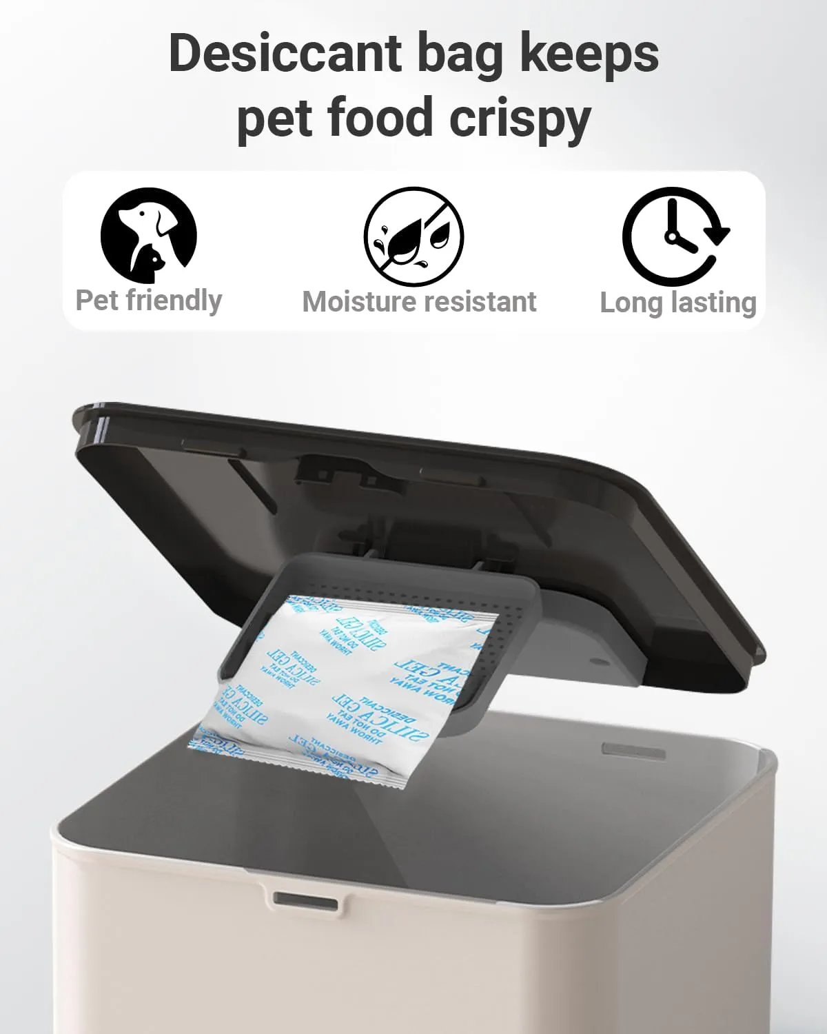 16 Packs Pet Food Desiccant Bag Compatible with Voluas Automatic Pet Feeders, Desiccant Packs Replacement for Dog Treat Container/Automatic Pet Feeder, Keep Pet Food Fresh