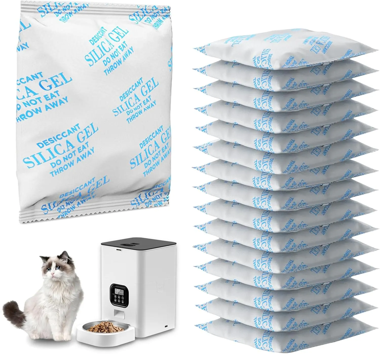 16 Packs Pet Food Desiccant Bag Compatible with Voluas Automatic Pet Feeders, Desiccant Packs Replacement for Dog Treat Container/Automatic Pet Feeder, Keep Pet Food Fresh