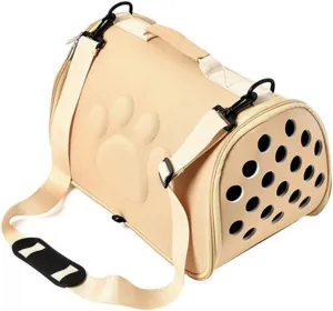 1Pc Stylish Pet Carrier Bag for Cats and Dogs Portable Cross Body Pet Backpack Gold Breathable Convenient Pet Carrying for Travel and Outdoor Activities