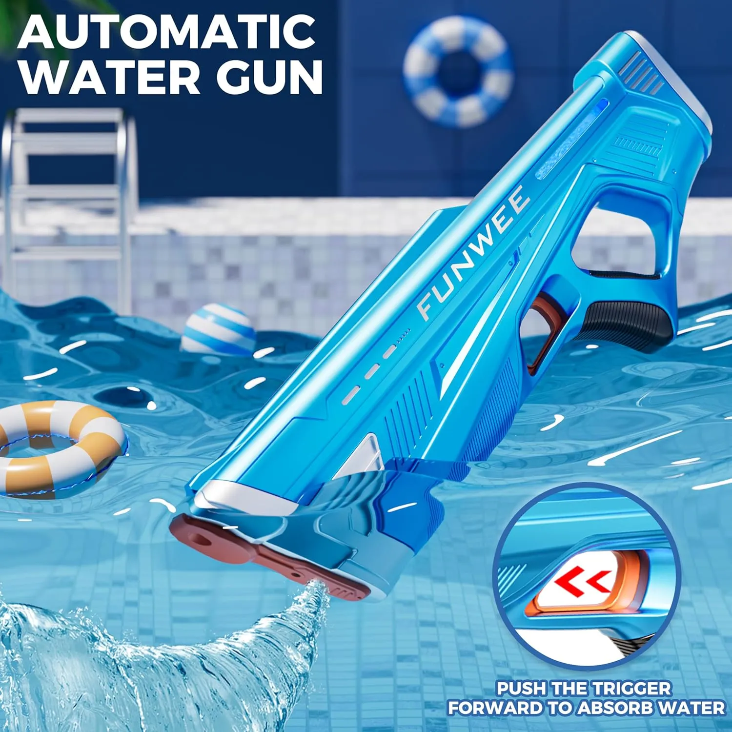 2 Pack Electric Water Guns for Adults Kids, Powerful Automatic Squirt Gun, High Powered Shooting 100  Blasts, Strongest Auto Water Blaster, Long Range, Pool Water Toy Outdoor Game