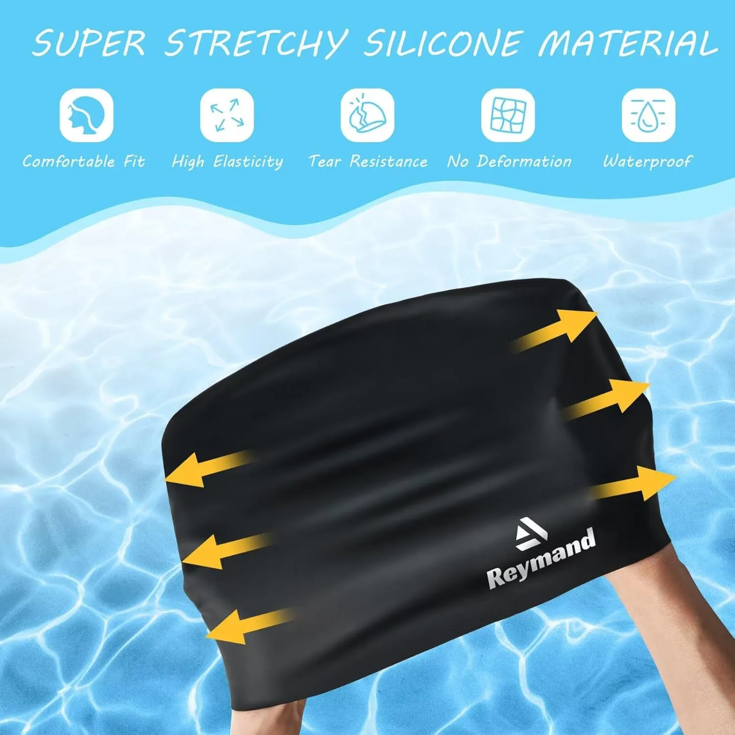 2 Pack Kids Extra Large Swim Cap for Long Thick Hair, Waterproof Silicone Swimming Cap for Toddler Child Youth Girls Boys, Durable Swim Hats Bathing Caps for Braids, Dreadlocks, Extensions, Afros