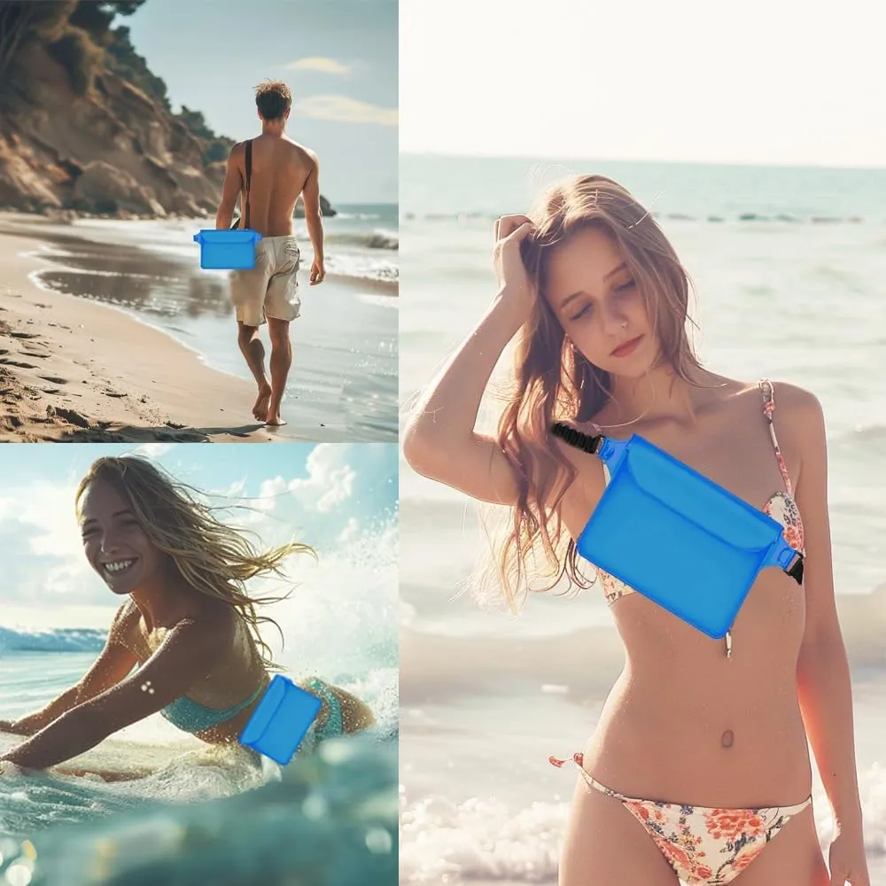 2-Pack Waterproof Bag with Adjustable Waistband and Touch Sensitive Screen, Keeping Your Phone and Valuables Dry, Perfect for Drifting, Swimming, Kayaking, Rowing, Fishing… (Green Bule)