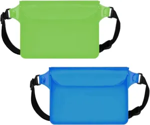 2-Pack Waterproof Bag with Adjustable Waistband and Touch Sensitive Screen, Keeping Your Phone and Valuables Dry, Perfect for Drifting, Swimming, Kayaking, Rowing, Fishing… (Green Bule)