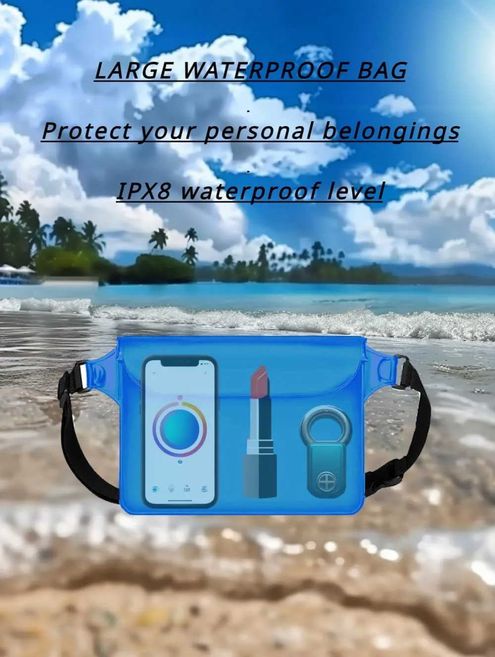 2-Pack Waterproof Bag with Adjustable Waistband and Touch Sensitive Screen, Keeping Your Phone and Valuables Dry, Perfect for Drifting, Swimming, Kayaking, Rowing, Fishing… (Green Bule)
