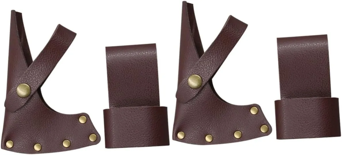 2 Sets Leather Axe Head Cover Portable Hatchet Protective Casing Tree Axe Case Head Protective Sleeve
