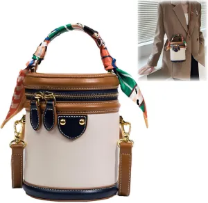 2025 New Colorblock Bucket Bag For Women, Summer Niche Design Cylinder Bag, Fashionable Crossbody Bag