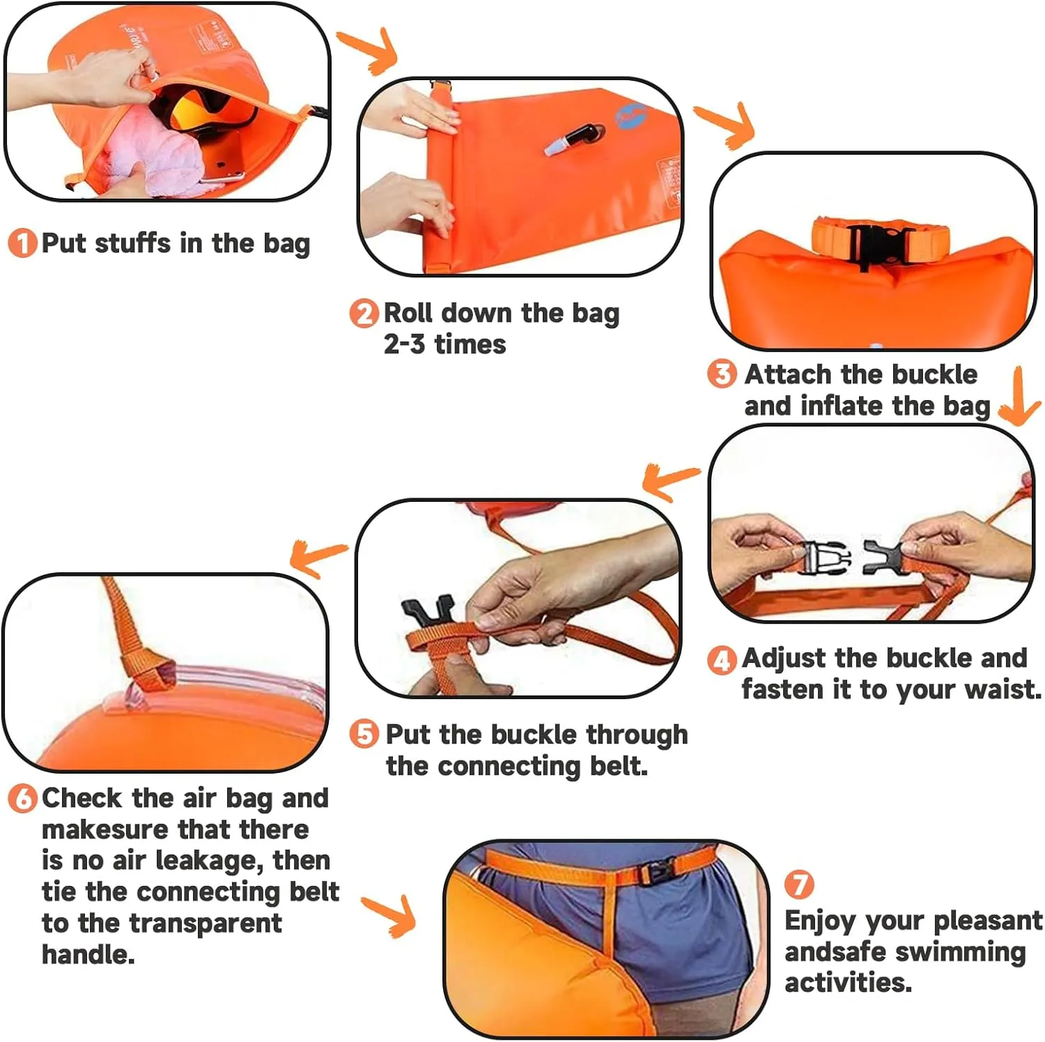 20L Storage Swim Buoy for Open Water Swimmers ，Waterproof Dry Bag Swim Safety Float