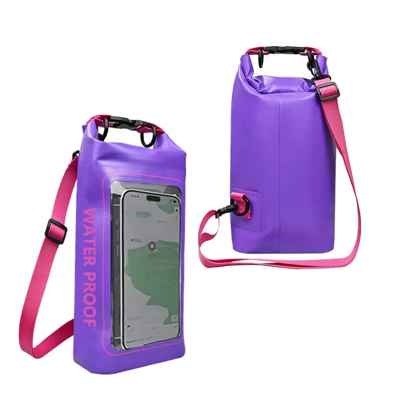 2L Swimming Dry Bag Touch Screen Outdoor Waterproof Shoulder Kayak Trekking Beach Drifting PVC Pack Rafting Surfing Boating Bag