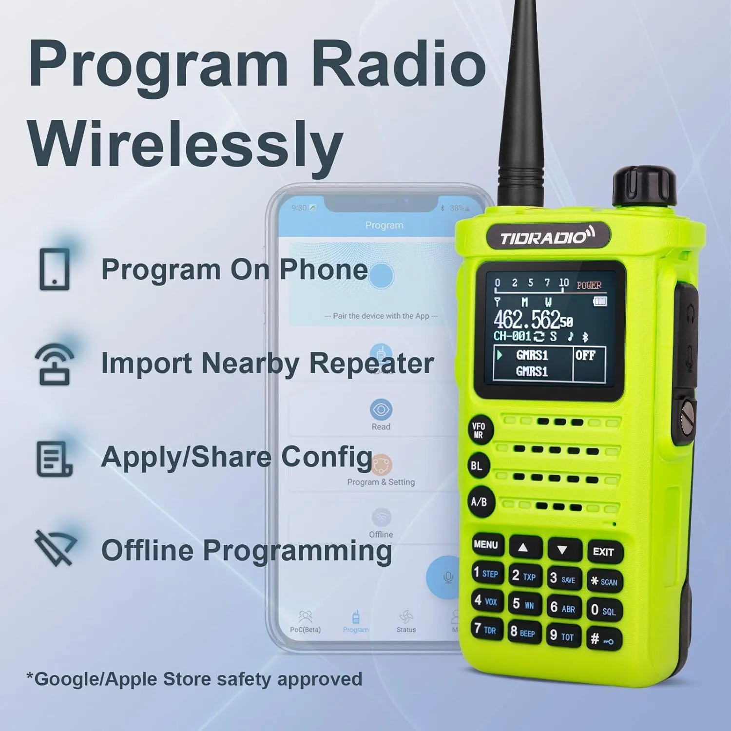 (2nd Gen) TIDRADIO TD-H8 GMRS Radio Walkie Talkies,Long Range 2-Way Radio with USB-C 2500 mAh Battery,APP Programmable,GMRS Repeater List Import in One Click,NOAA Weather Receiver & Scan,Green(1 Pack)