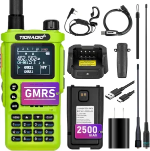 (2nd Gen) TIDRADIO TD-H8 GMRS Radio Walkie Talkies,Long Range 2-Way Radio with USB-C 2500 mAh Battery,APP Programmable,GMRS Repeater List Import in One Click,NOAA Weather Receiver & Scan,Green(1 Pack)