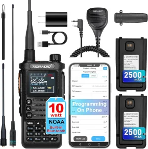 (2nd Generation) TIDRADIO TD-H8 10W HighPower Ham Radio Handheld with APP Wireless Programming,Long Range Two Way Radio with 2500mAh Large Battery (2pcs),USB-C Charger & Speaker Mic, Walkie Talkies