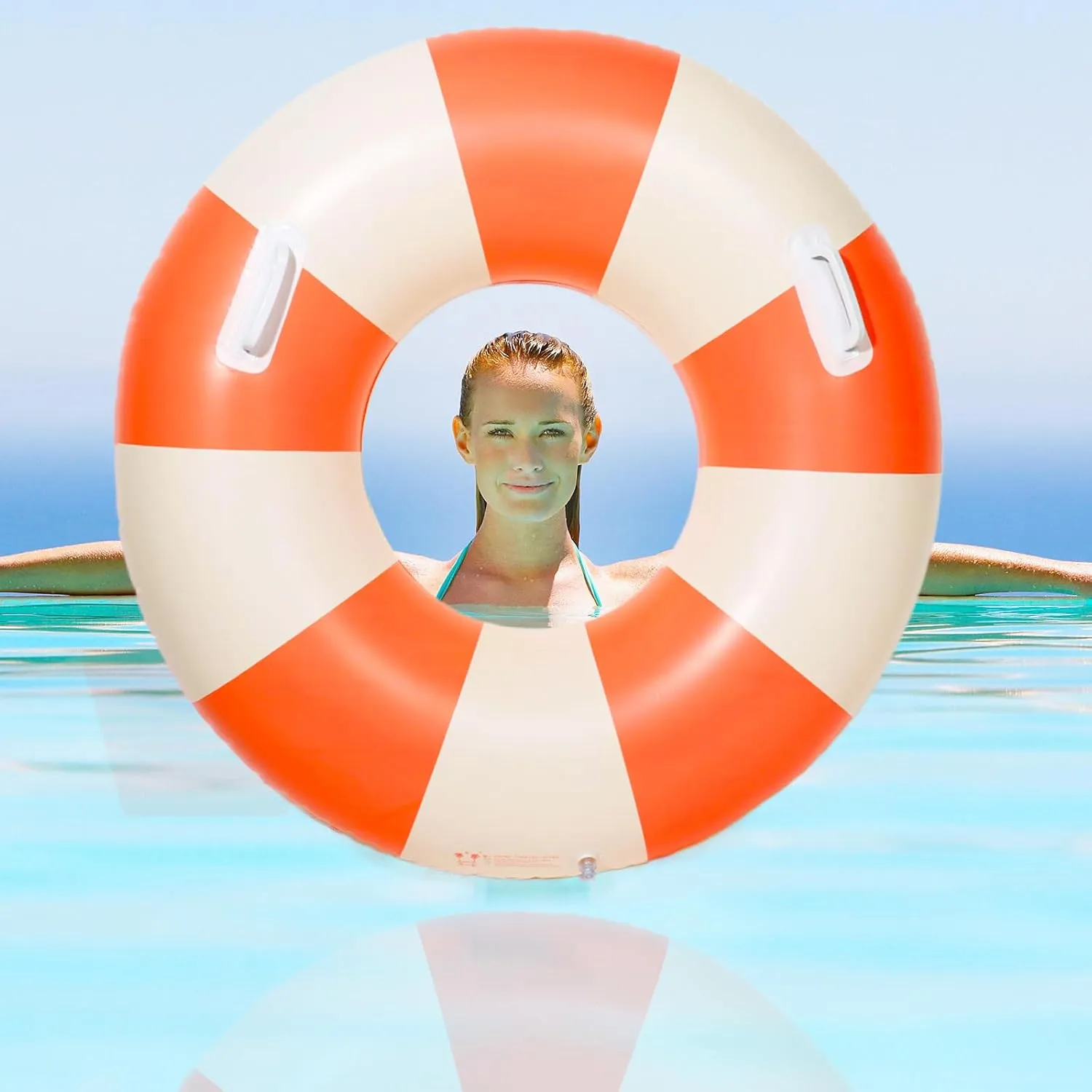 2PCS Large Swimming Pool Tubes Inflatable Pool Floats for Adult Swim Ring Floaties Inflatable Swimming Pool Raft Summer Beach Lounger Float Party Supplies