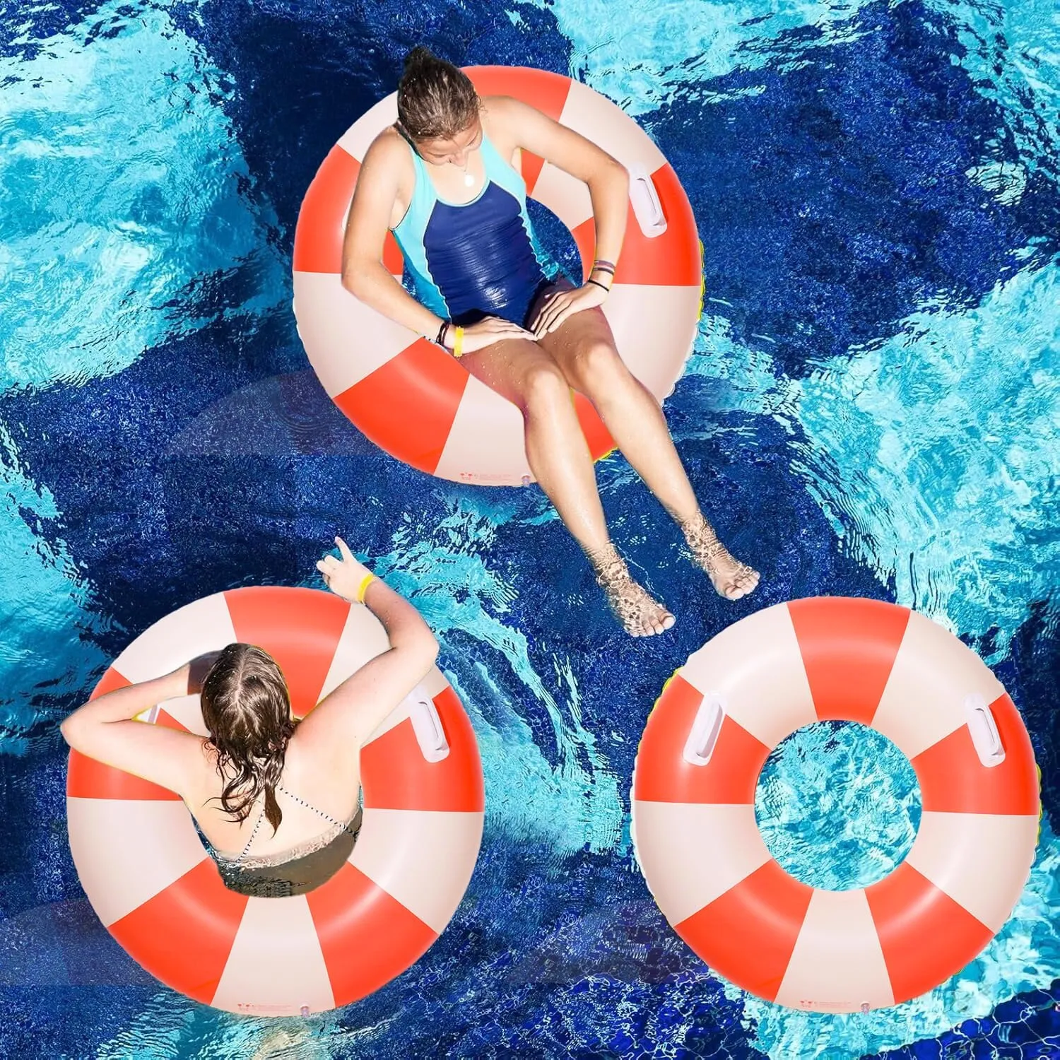 2PCS Large Swimming Pool Tubes Inflatable Pool Floats for Adult Swim Ring Floaties Inflatable Swimming Pool Raft Summer Beach Lounger Float Party Supplies