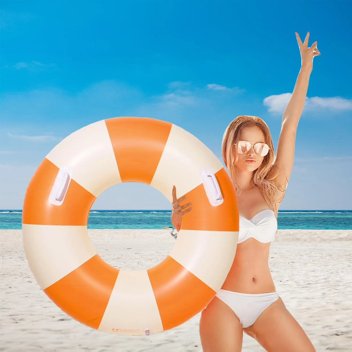 2PCS Large Swimming Pool Tubes Inflatable Pool Floats for Adult Swim Ring Floaties Inflatable Swimming Pool Raft Summer Beach Lounger Float Party Supplies