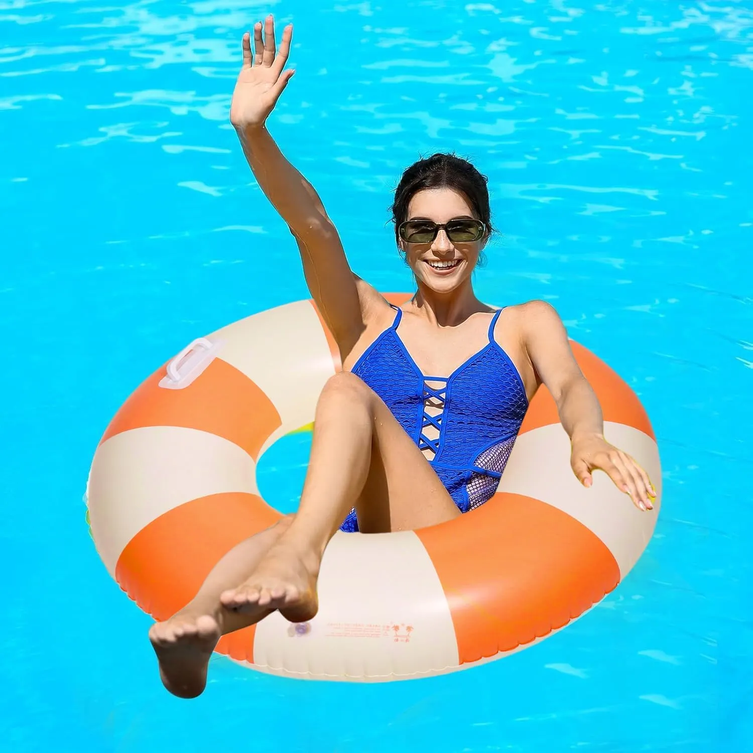 2PCS Large Swimming Pool Tubes Inflatable Pool Floats for Adult Swim Ring Floaties Inflatable Swimming Pool Raft Summer Beach Lounger Float Party Supplies