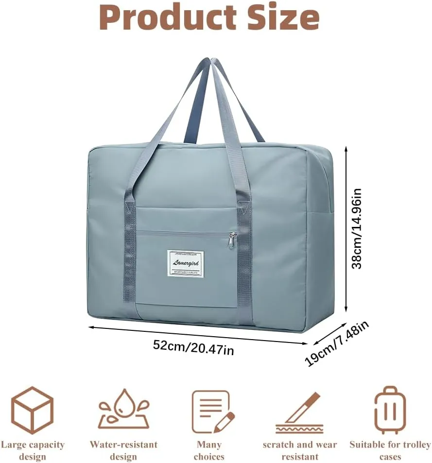 2pcs Travel Duffel Bag, Carry on Hand Luggage Weekend Bags, 20.5 * 15.0 * 7.5in Large Waterproof Overnight Hospital Bag Gym for Women Labor Delivery, Overnight(2pcs-L)