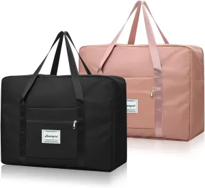 2pcs Travel Duffel Bag, Carry on Hand Luggage Weekend Bags, 20.5 * 15.0 * 7.5in Large Waterproof Overnight Hospital Bag Gym for Women Labor Delivery, Overnight(2pcs-L)