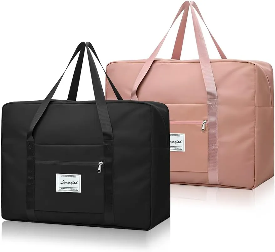 2pcs Travel Duffel Bag, Carry on Hand Luggage Weekend Bags, 20.5 * 15.0 * 7.5in Large Waterproof Overnight Hospital Bag Gym for Women Labor Delivery, Overnight(2pcs-L)