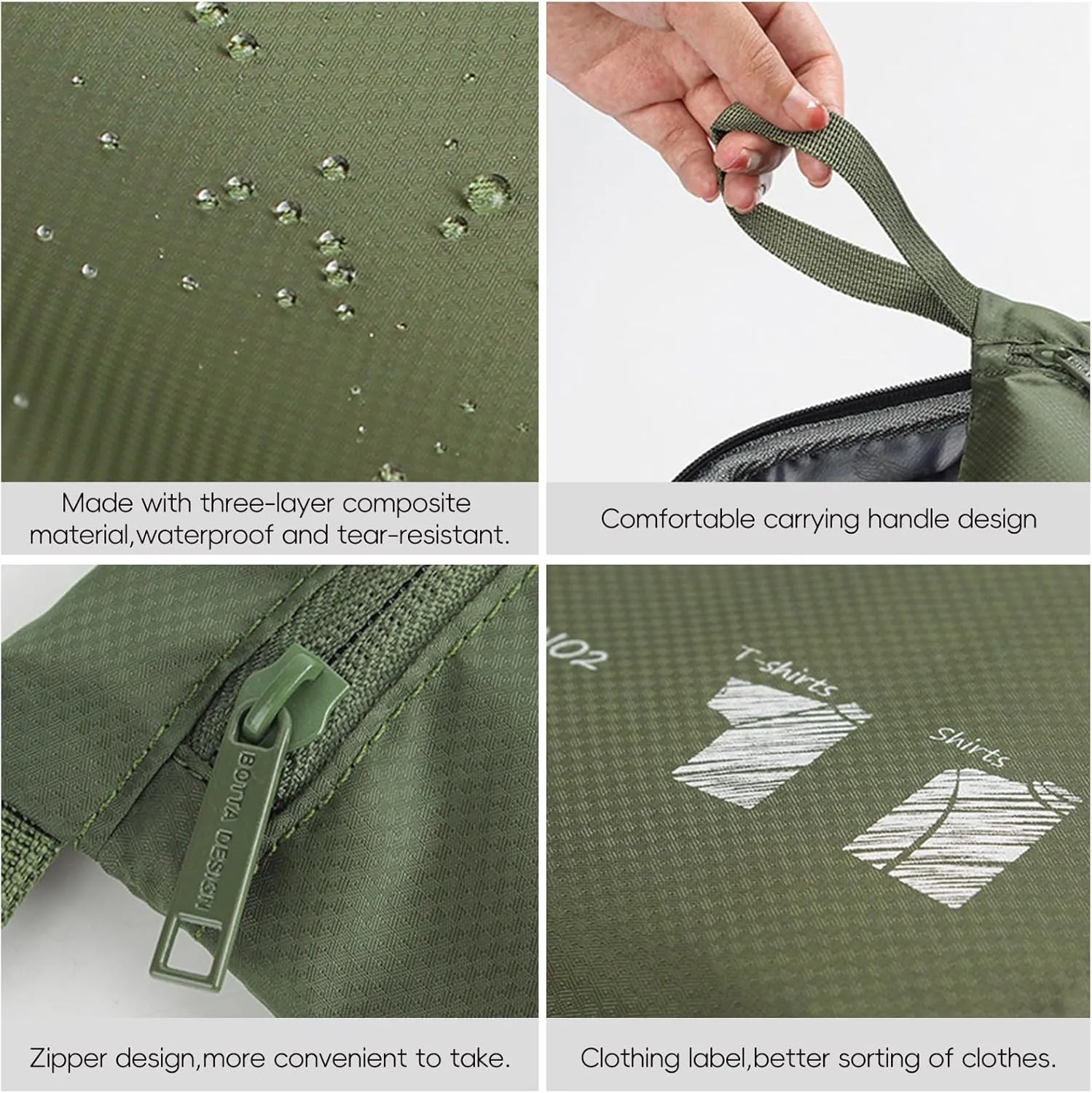 3 Pack Laundry Bags –Travel Laundry Bag for Dirty Wet Clothes – Waterproof, Smell proof, Washable, Reusable – for Sports Gym Swimming Camping (khaki)