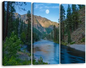 3 Panels Canvas Wall Art Rafting Middle Fork Salmon River Idaho Poster Print On Canvas Artworks for Office Home Living Room Decor Framed Ready to Hang 16"x32"x3pcs