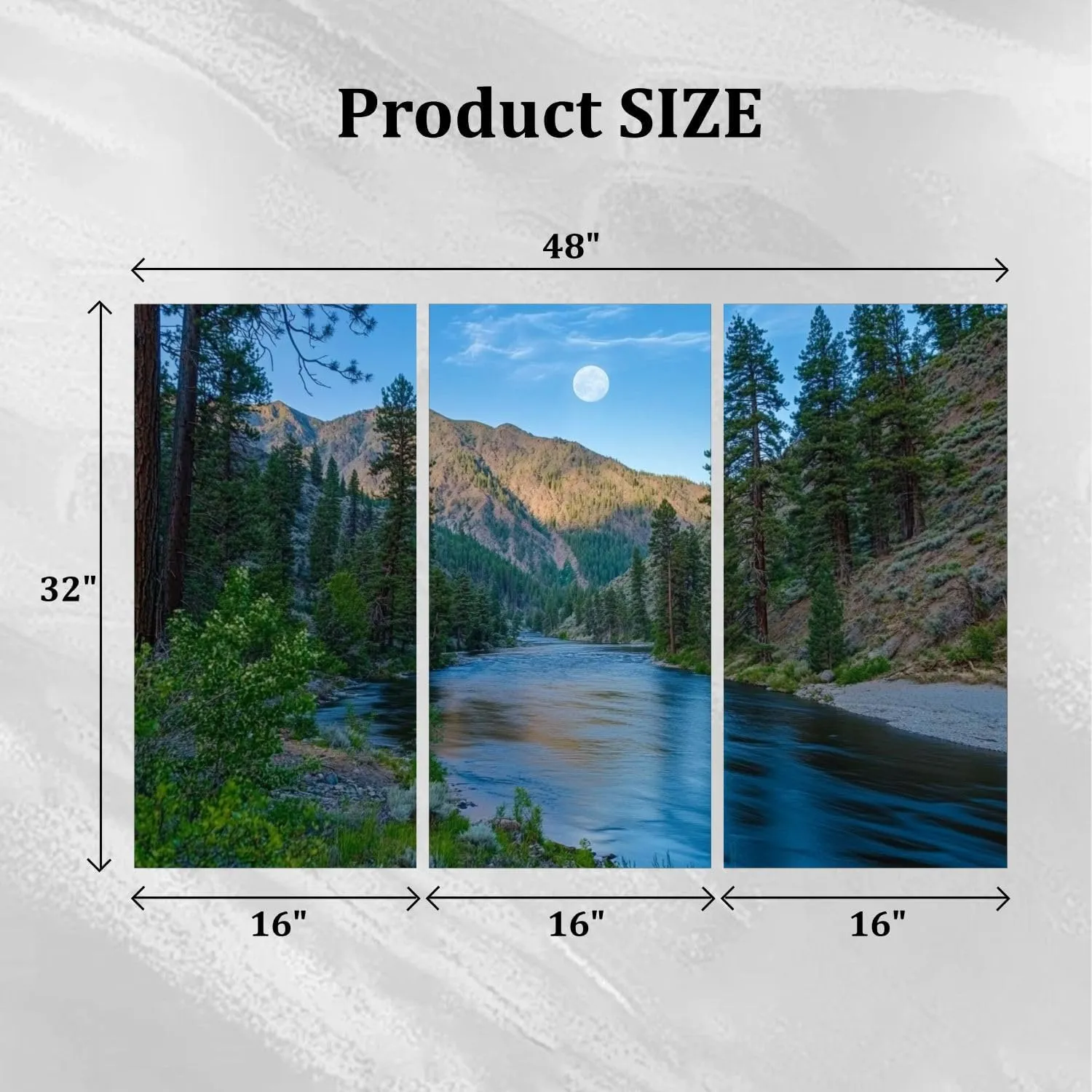 3 Panels Canvas Wall Art Rafting Middle Fork Salmon River Idaho Poster Print On Canvas Artworks for Office Home Living Room Decor Framed Ready to Hang 16"x32"x3pcs
