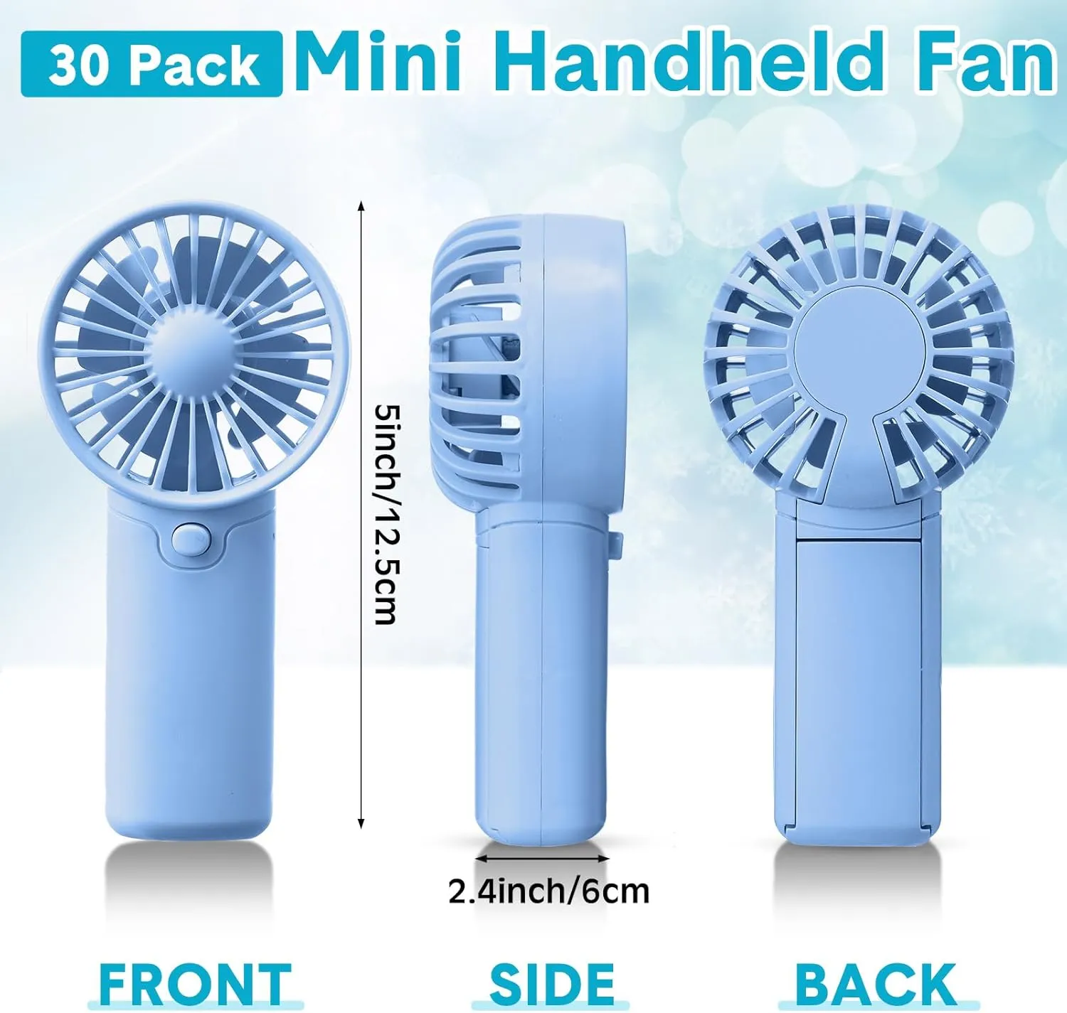 30 Pcs Mini Portable Fan Handheld Battery Operated Portable Small Personal Fans for Summer Travel Beach Indoor Outdoor Cooling Gift (Blue,Black,Purple)
