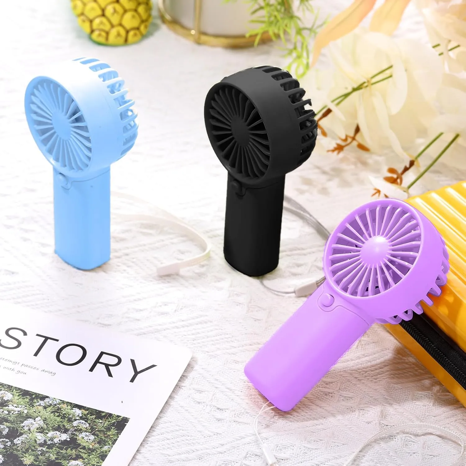 30 Pcs Mini Portable Fan Handheld Battery Operated Portable Small Personal Fans for Summer Travel Beach Indoor Outdoor Cooling Gift (Blue,Black,Purple)