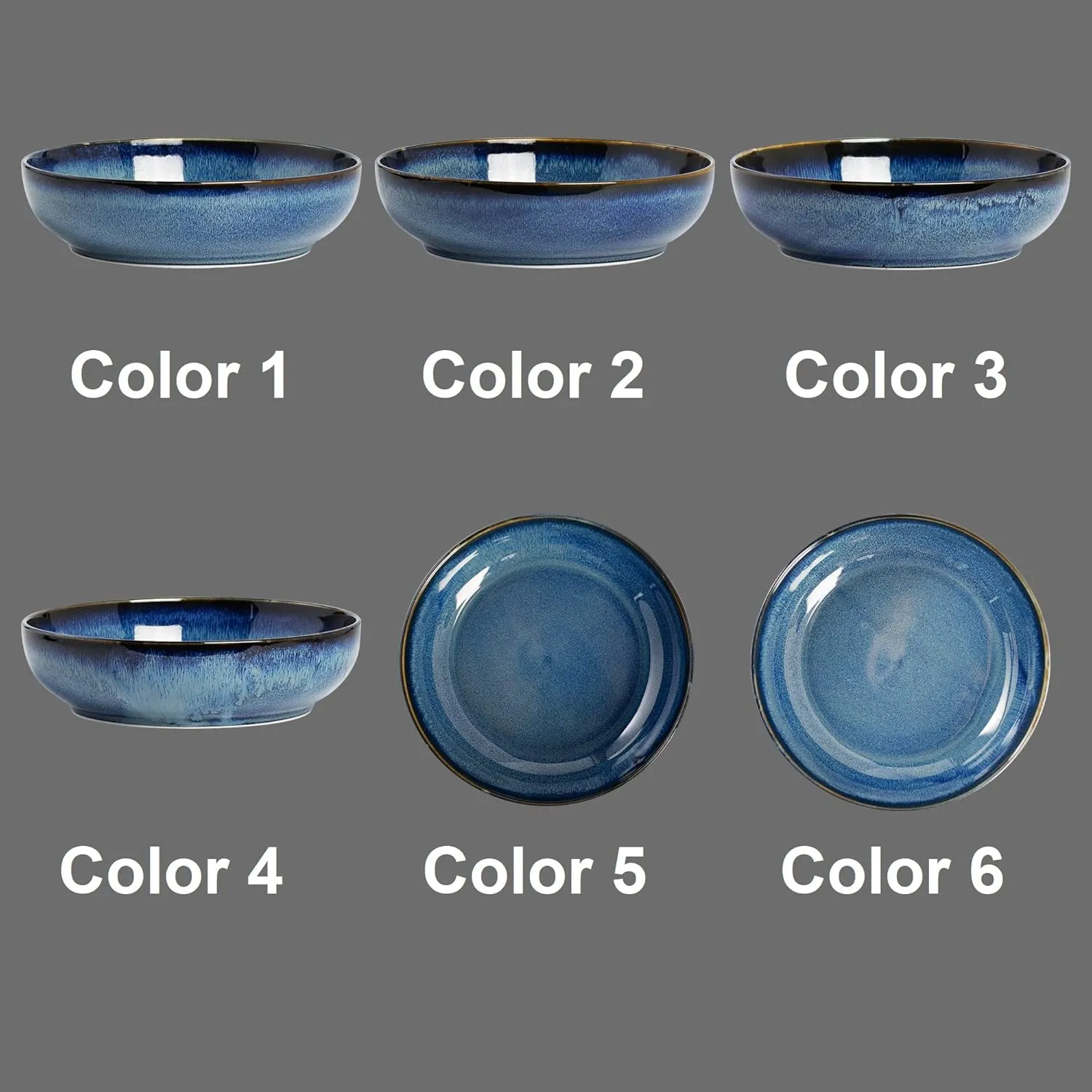 30oz Pasta bowls set - 8" serving bowls - salad bowl set of 4 - Large ceramic Dinner bowls - Microwave safe Perfect for Housewarming, Thanksgiving, Christmas-Royal Blue