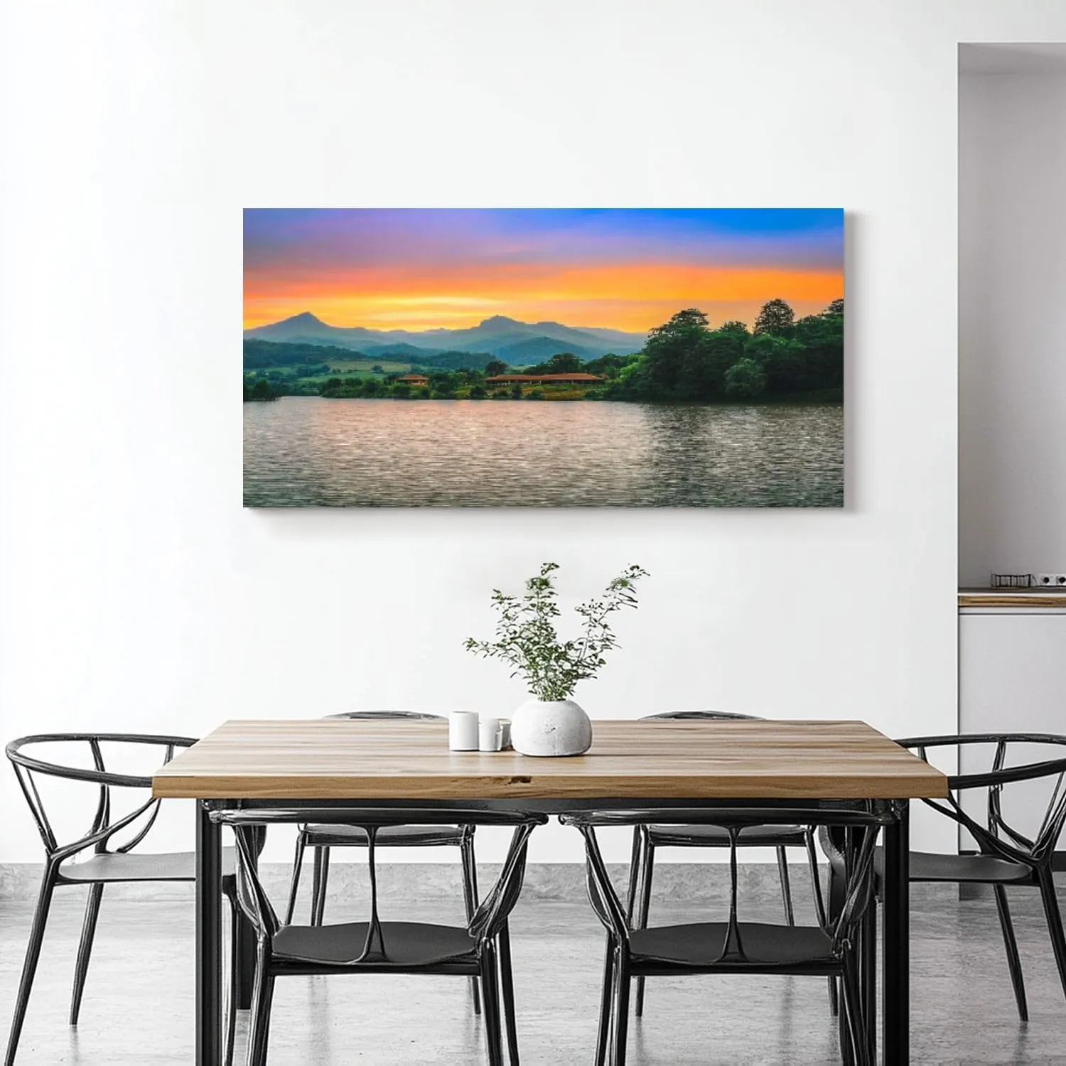 30"x 60" Large Wall Art Lake Naverone sunset twilight Underberg Painting Picture Print on Canvas Wall Art for Living Room Bedroom Modern Home Wall Decor Framed Artwork