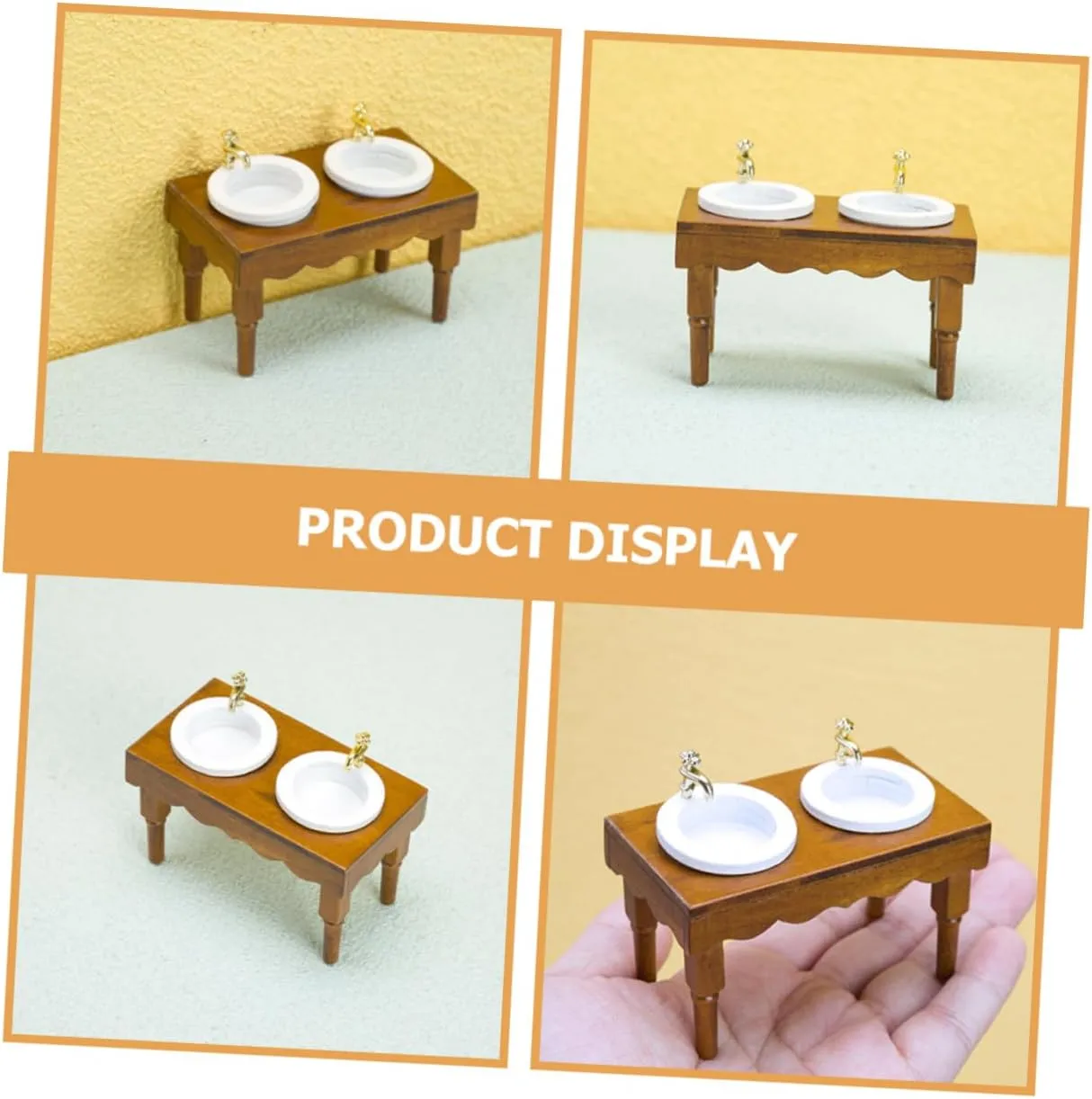 3pcs Miniature Bathroom Sink Scale Dollhouse Wash Basin Prop Double Sink Model for Bathroom Scene Decoration Chic Compact Design for Miniature Furniture Ornaments