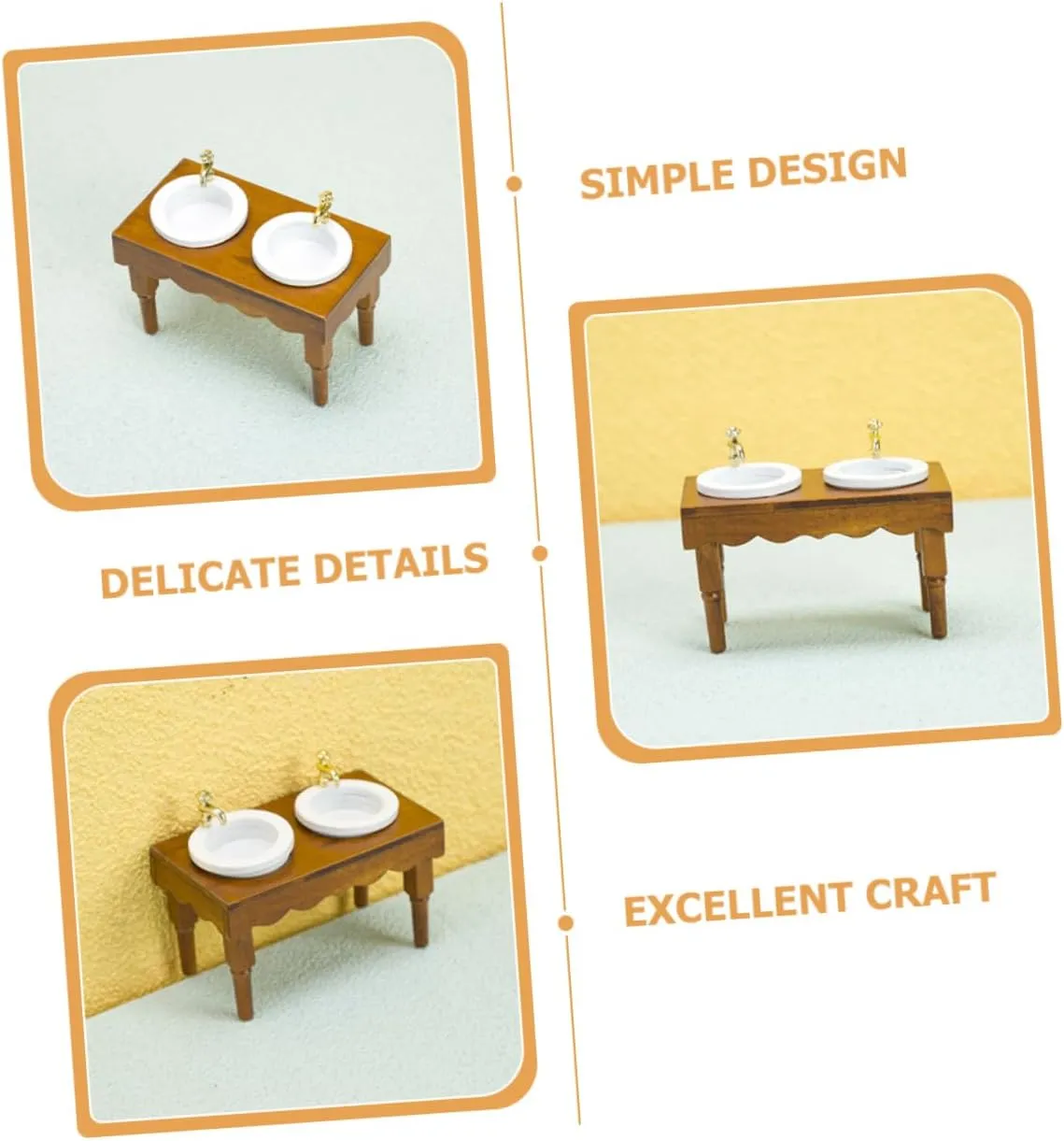 3pcs Miniature Bathroom Sink Scale Dollhouse Wash Basin Prop Double Sink Model for Bathroom Scene Decoration Chic Compact Design for Miniature Furniture Ornaments
