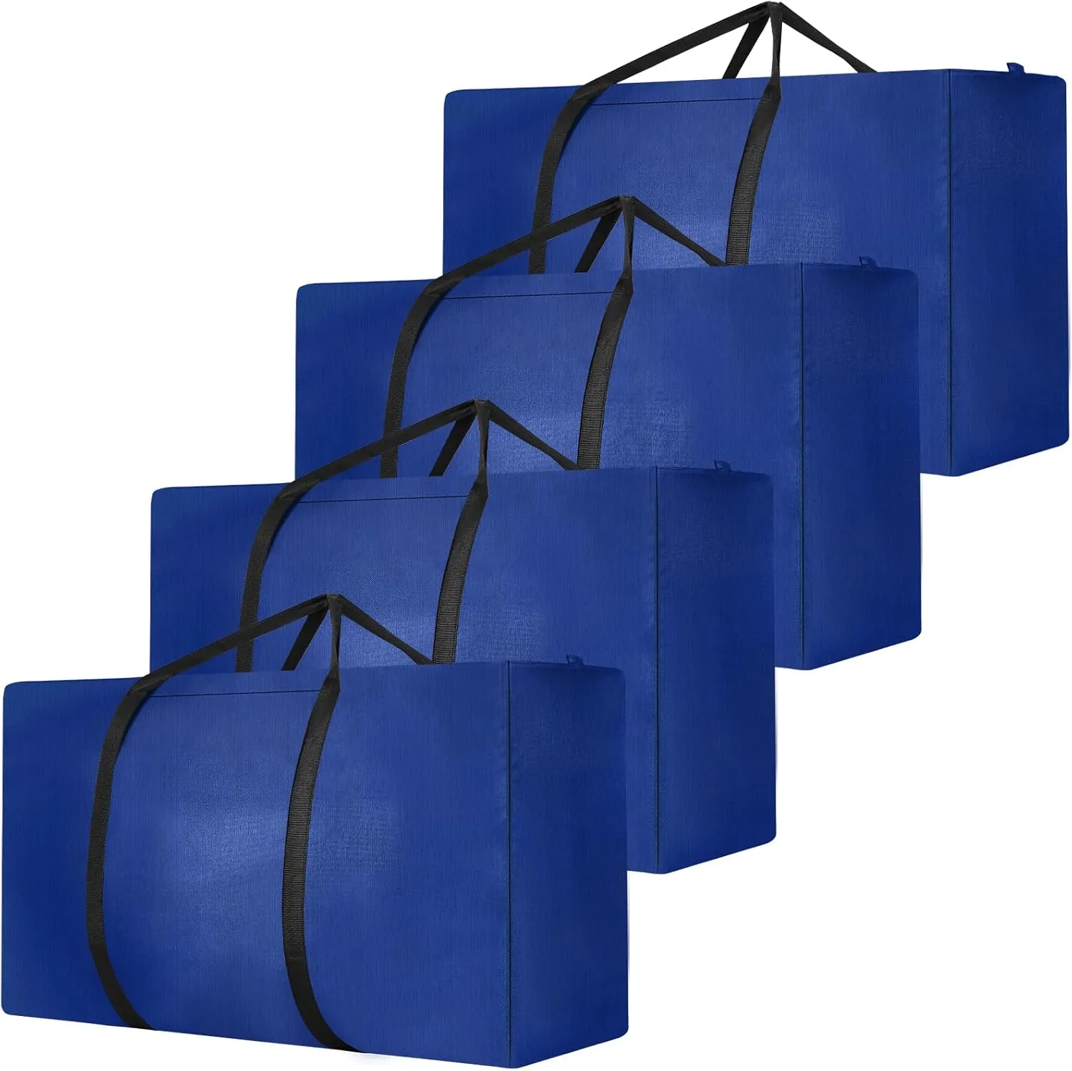 4 Pack 120L Large Storage Bags, Extra Large Moving Bags with Zips for Moving House Storage Clothes Bedding Comforter Quilt Blankets Jumbo Storage Bags Moving Totes Blue
