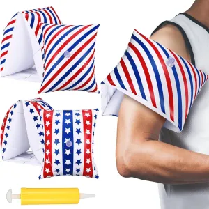 4 Pack Adult Arm Floaties for Summer 4th of July Inflatable Water Wings Independence Day Pool Arm Float Men Women Patriotic American Flag Water Swimming Ring for Adults Swimming Pool Party