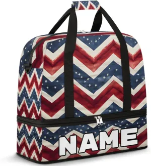 4th of July Memorial Day Custom Foldable Duffle Bag with Shoes Compartment Personalized Large Capacity Waterproof Travel Weekender Bag Overnight Bag for Sports Gym