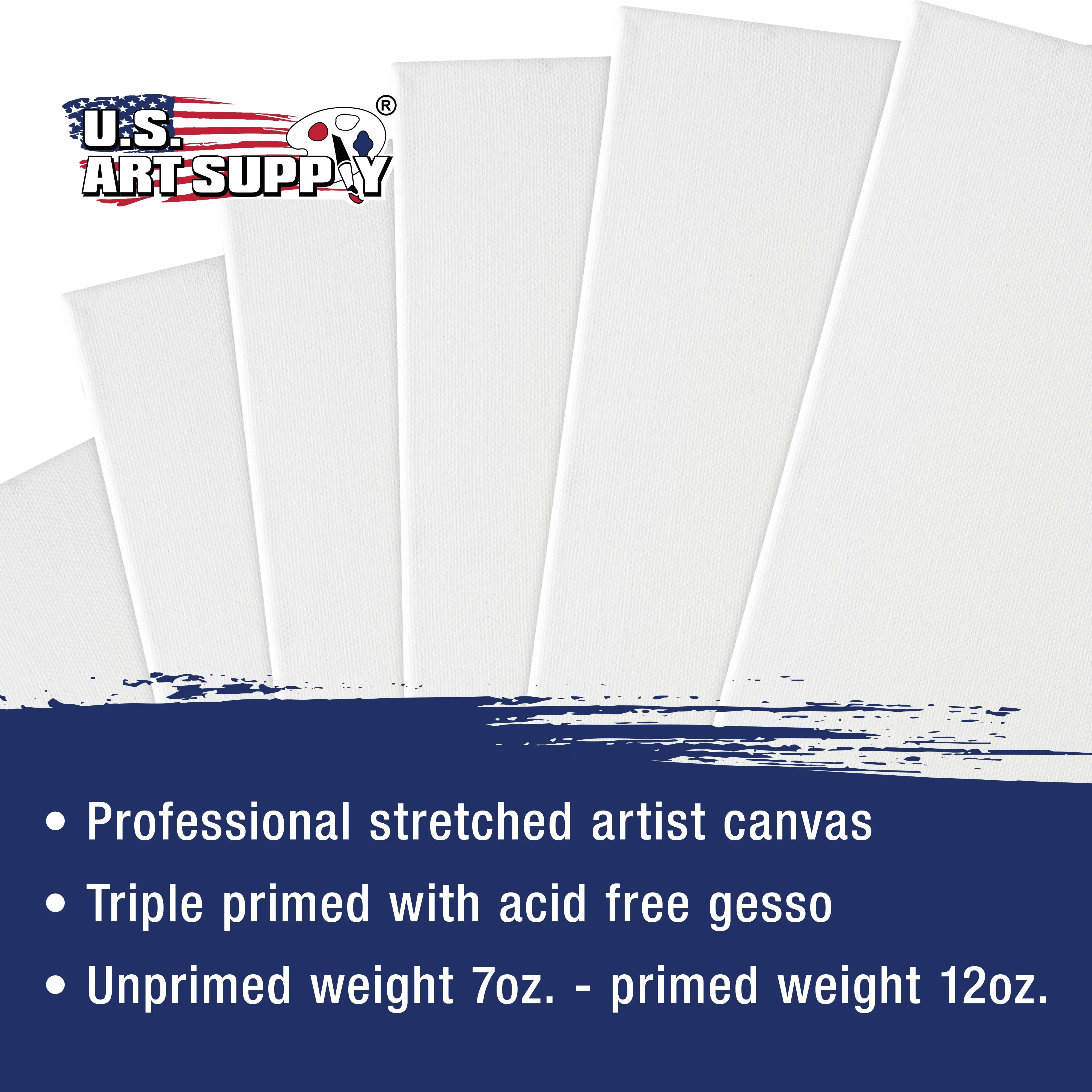 5 Assorted Square Sized Stretched Artist Paint Canvases (5 Pack) 1-each of 20x20", 16x16", 12x12", 8x8", 4x4"