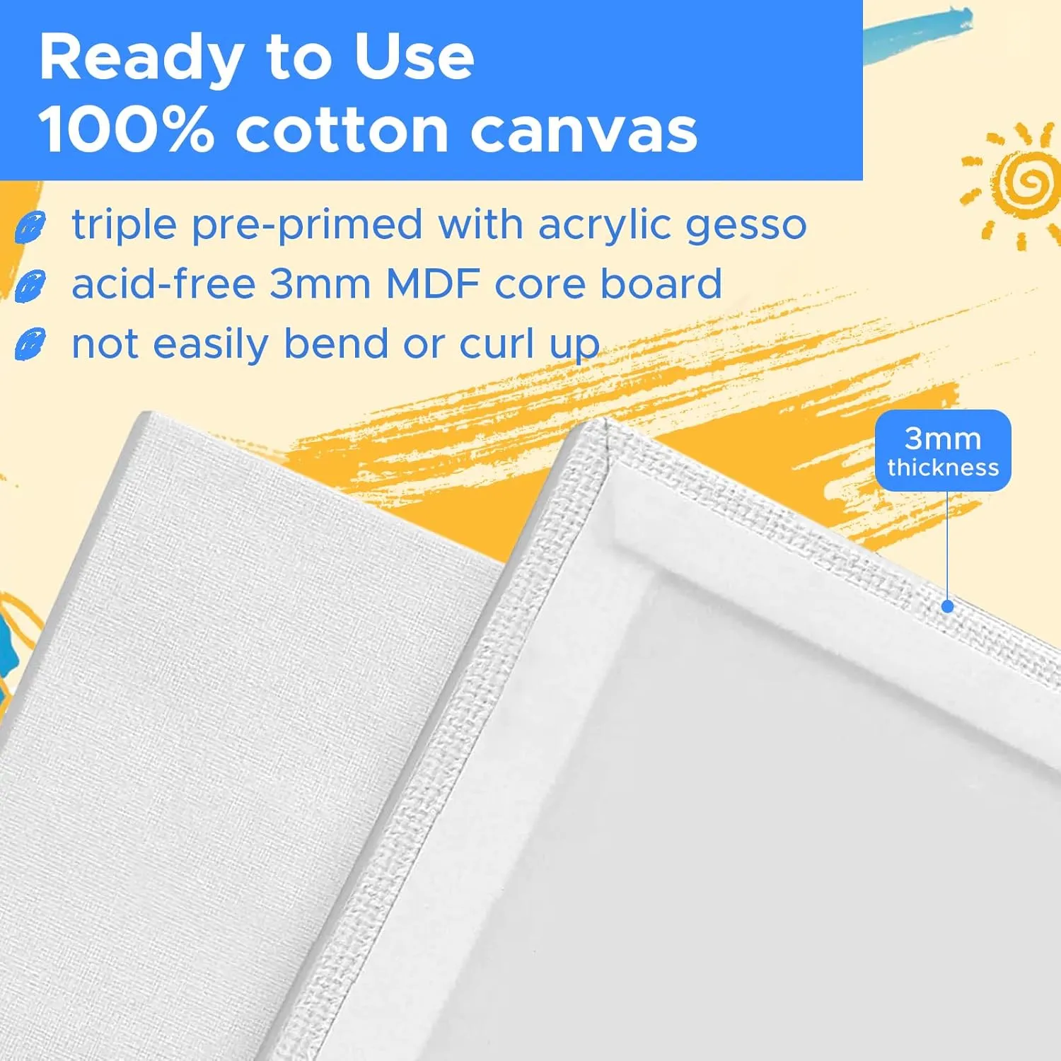 56 Pack 8x10 Inch Canvas Boards for Painting Bulk, Kids Art Novices Blank Canvases for Painting, Gesso Primed Acid-Free 100% Cotton Canvas Panels for Acrylic Oil Watercolor Tempera Paint