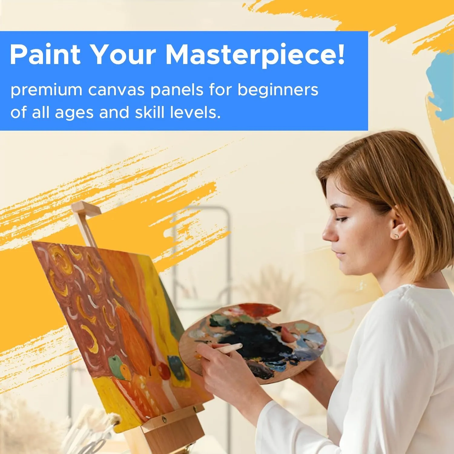 56 Pack 8x10 Inch Canvas Boards for Painting Bulk, Kids Art Novices Blank Canvases for Painting, Gesso Primed Acid-Free 100% Cotton Canvas Panels for Acrylic Oil Watercolor Tempera Paint
