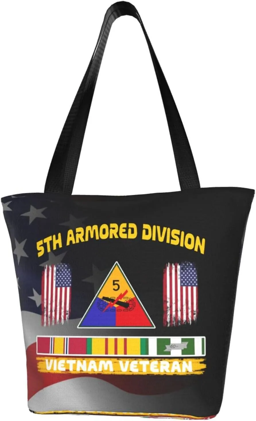 5th Armored Division Vietnam Veteran Fashion Shoulder Bag Large Capacity For Man Or Woman