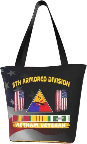 5th Armored Division Vietnam Veteran Fashion Shoulder Bag Large Capacity For Man Or Woman