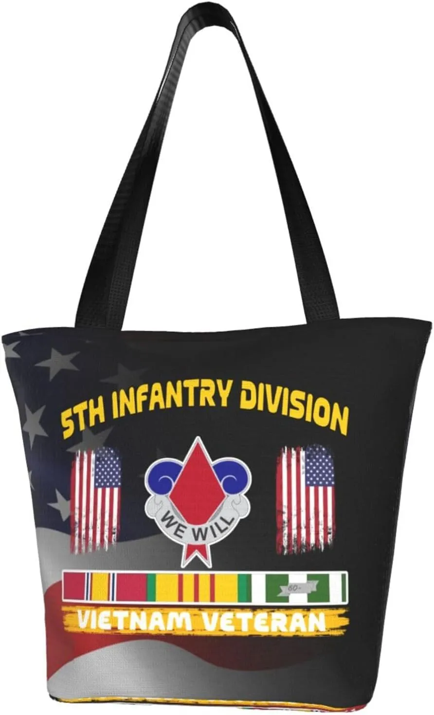 5th Infantry Division Vietnam Veteran Fashion Shoulder Bag Large Capacity For Man Or Woman