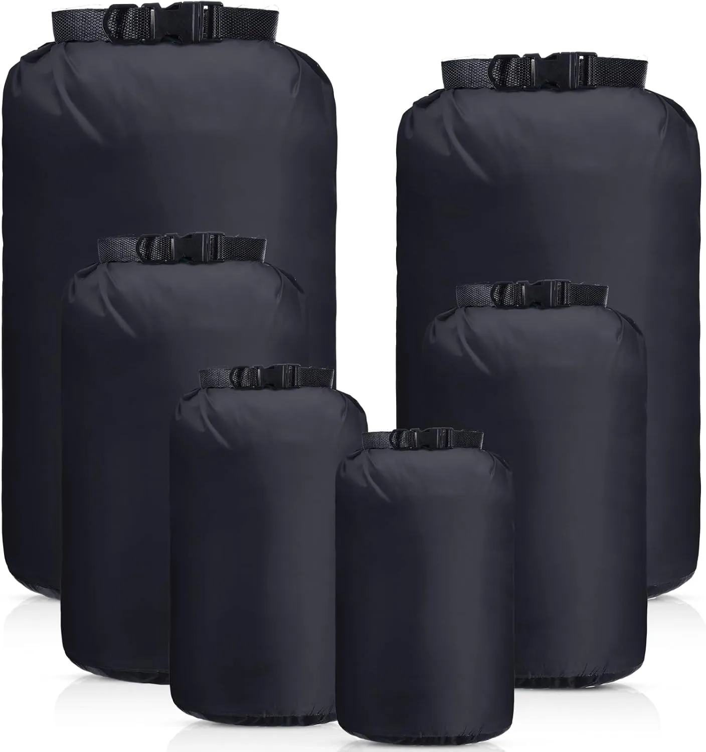 6 Pcs Waterproof Dry Bag Sack Lightweight Outdoor Dry Bags 35 L, 20 L, 15 L, 10 L, 5 L, 3 L Waterproof Boat Bag for Kayaking, Backpacking, Hiking, Camping Rafting(Black)