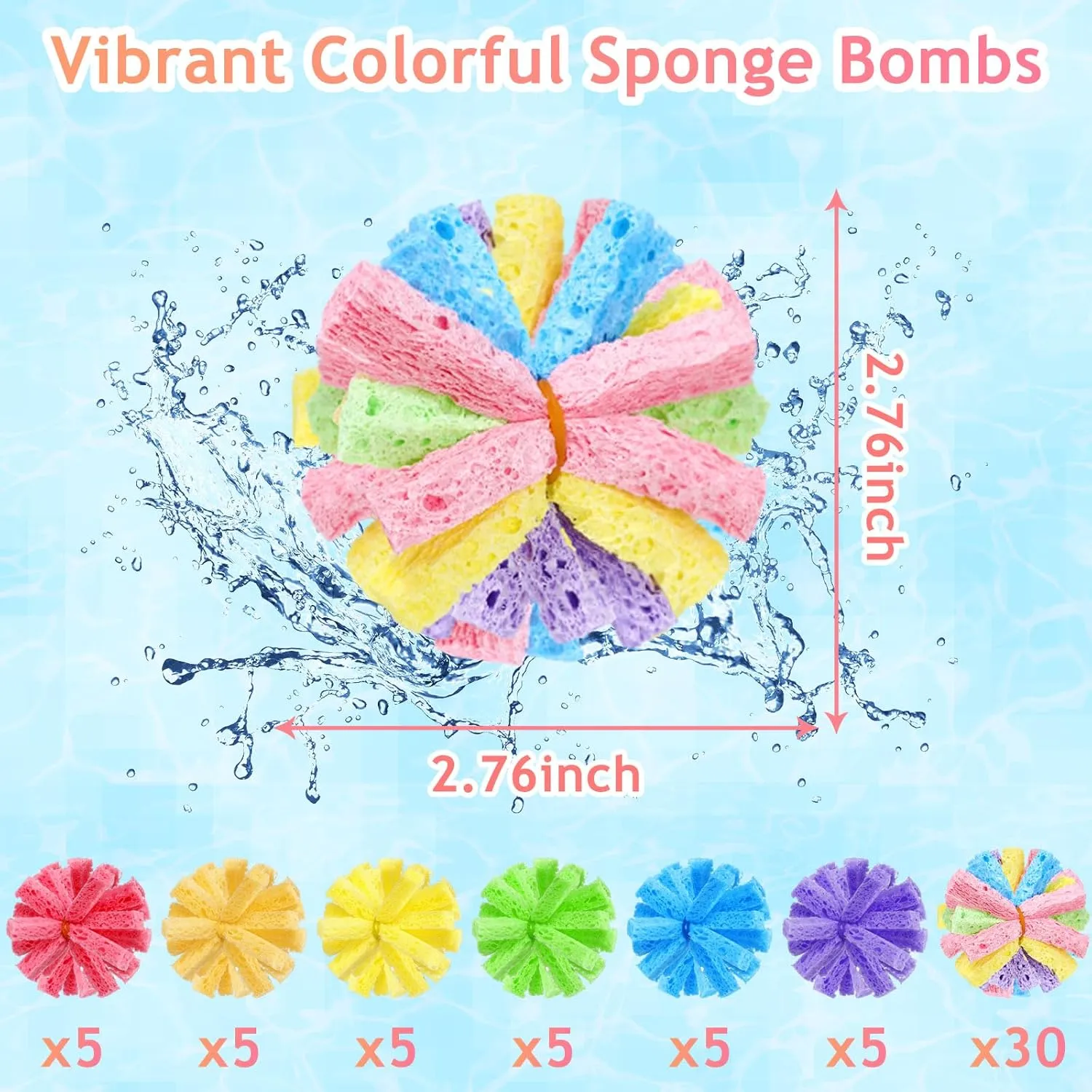 60 Pcs Reusable Water Balls for Outdoor Water Games Outside Toys Sponge Balls for Toss Game Easter Bucket Summer Activities Toys Swimming Pool Backyard Trampoline